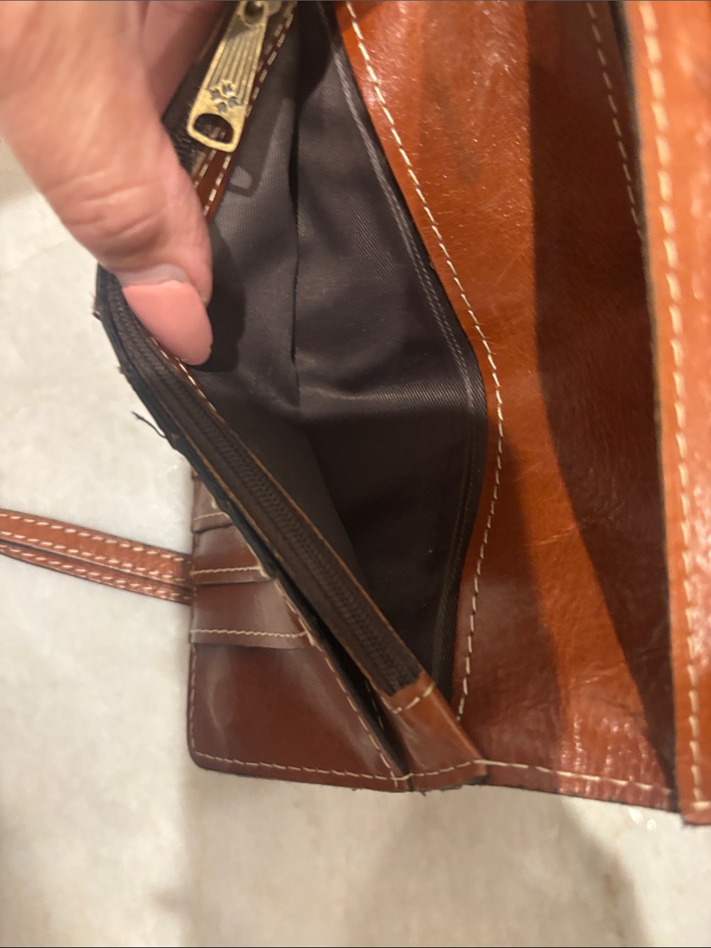 Patricia Nash Brown Leather Interior Zip Pouch - Picture 5 of 6